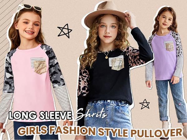 Girls Long Sleeve Blouse Tops