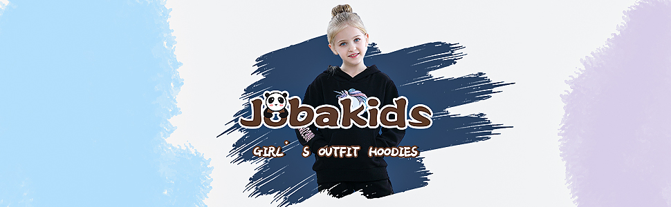 Jobakids Girls Long Sleeve Hooddie Sweatshirt and Jogger Pants Winter Outfits Unicorn 6-11 Years