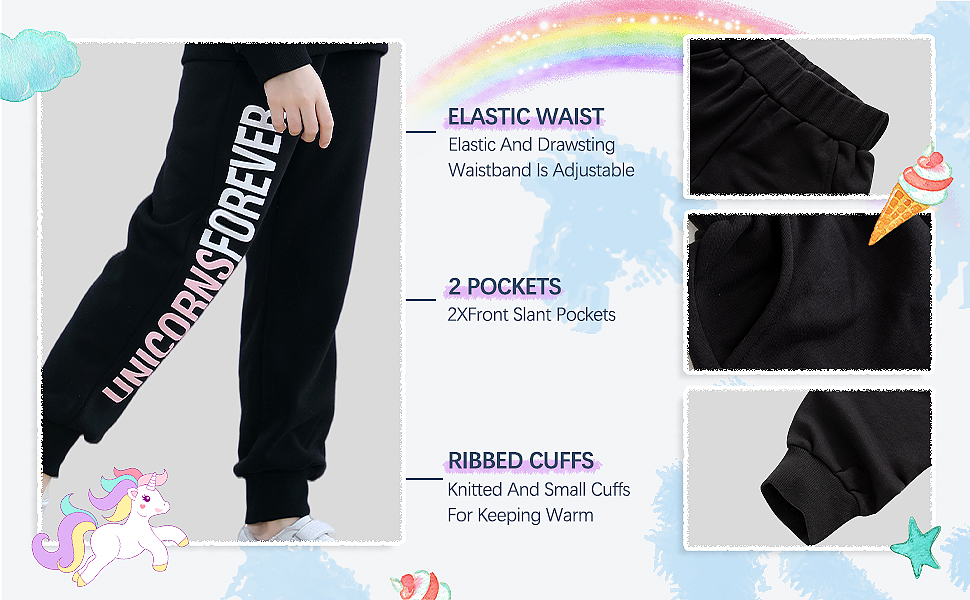 Girls Pullover Sweatsuit Casual Sweatpants Loungewear Set Relaxed Tracksuit Workout Sets