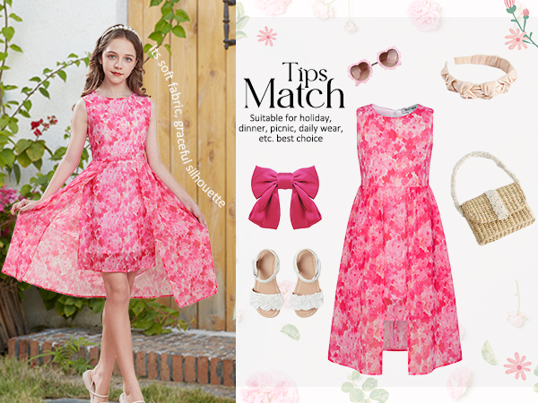 girls pink floral dress