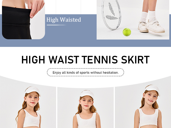 Girls Tennis Skirts Stretch High Waisted 2 in 1 Skorts Running Shorts Sports Workout Activewear