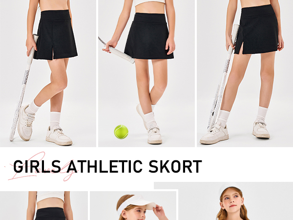 Girls Tennis Skirts Stretch High Waisted 2 in 1 Skorts Running Shorts Sports Workout Activewear