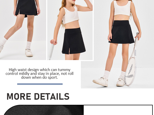 Girls Tennis Skirts Stretch High Waisted 2 in 1 Skorts Running Shorts Sports Workout Activewear