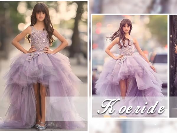 High Low Appliques Girls Dress Lace Girl Dress Ball gown dress flower girl dress pageant dresses