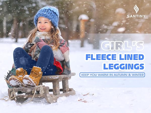 SANTINY Girl''s Fleece Lined Leggings with 2 Pockets 