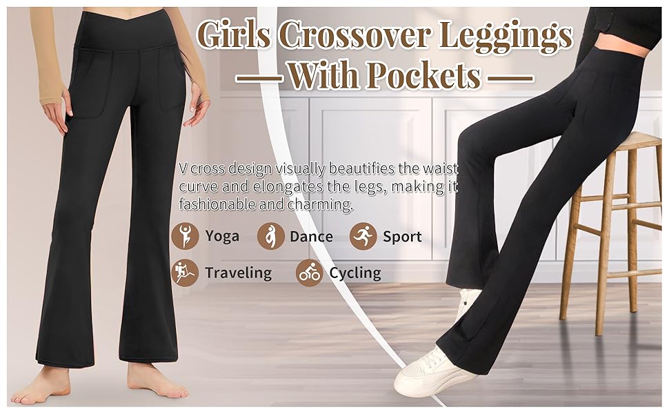 Girls Crossover Flare Leggings