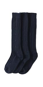 Jefferies Socks Big Girls'' Cable-Knit Knee-High Sock 3 Pack