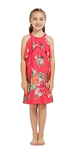 Hawaii Hangover Girls Ruffle Neck Dress Hawaiian Matching Sets Matching Patterns