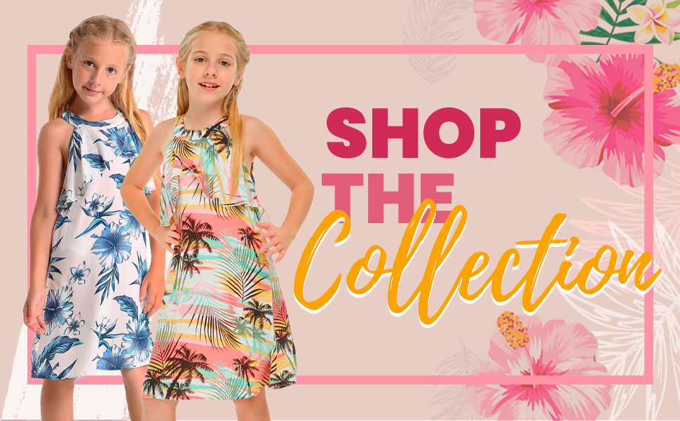 Hawaii Hangover Girls Ruffle Neck Dress Matching Patterns