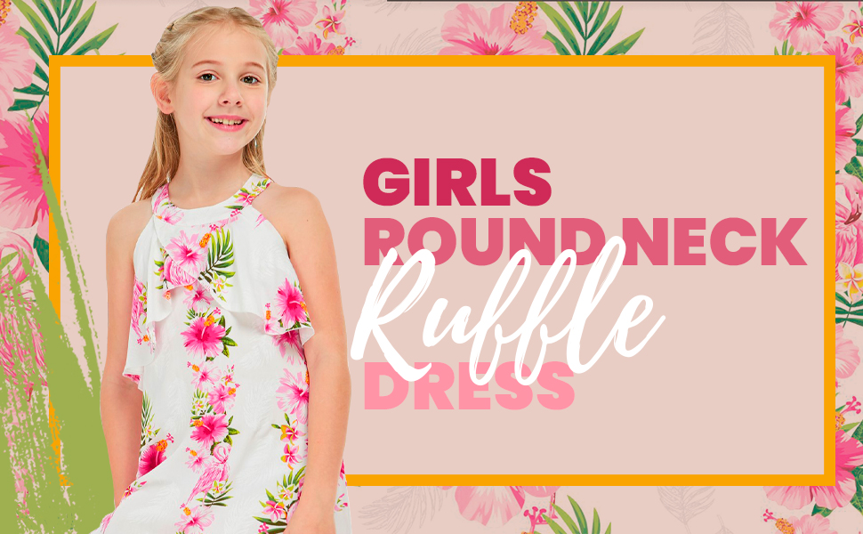 Hawaii Hangover Girls Hawaiian Round Neck Ruffle Dress Matching Set