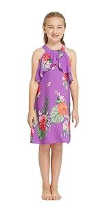 Hawaii Hangover Girls Ruffle Neck Dress Hawaiian Matching Sets Matching Patterns