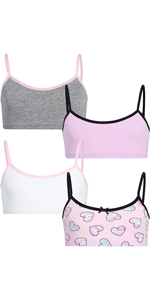 Limited Too Girls'' Training Bra - Stretch Cotton Crop Cami Bralette (4 Pack)