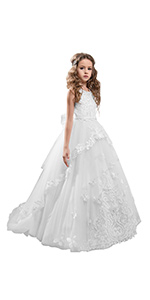 plwedding flower girls lace tulle ball gowns