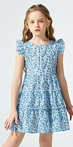 Blue Broken Flower Dresses