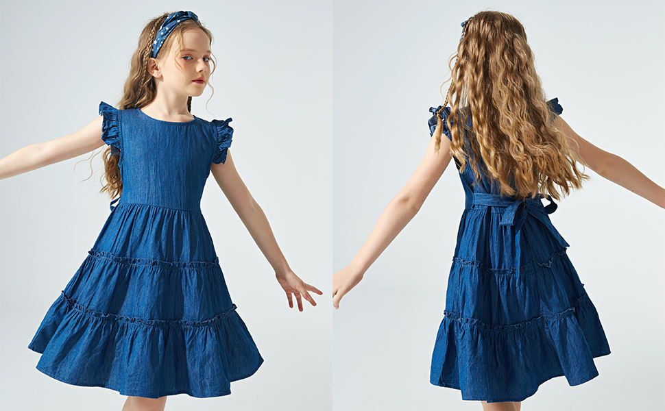 Girls Casual Denim Blue Dress