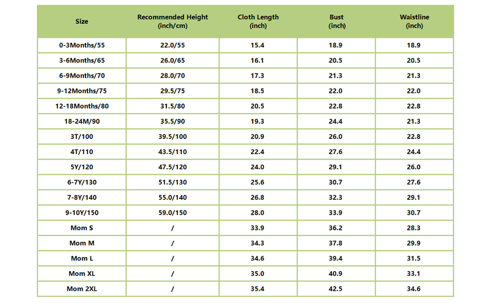 size chart