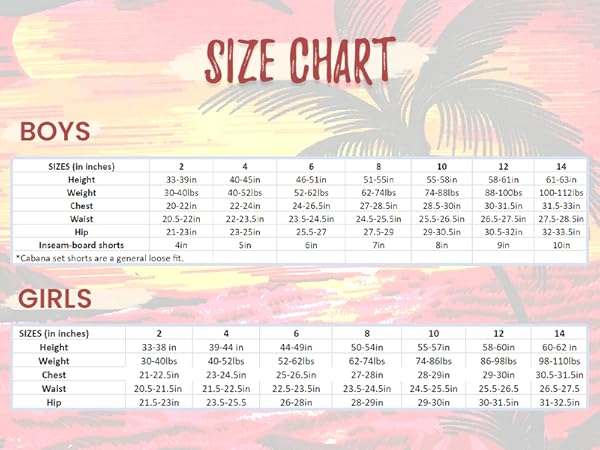 Boys & Girls Size Chart