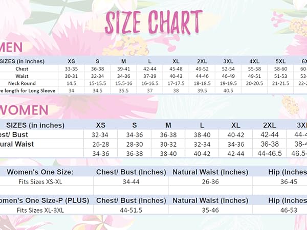 Men & Women Size Chart