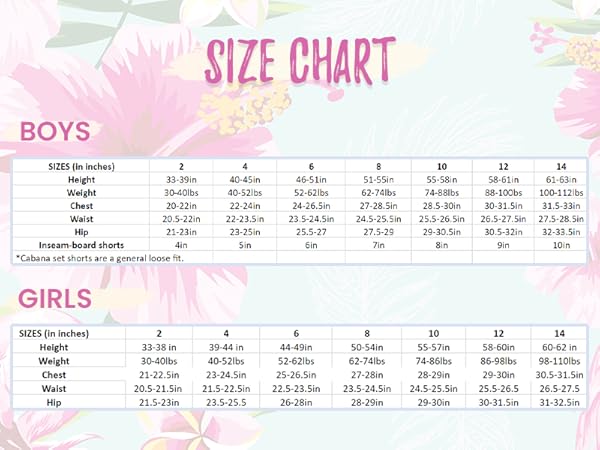 Boys & Girls Size Chart