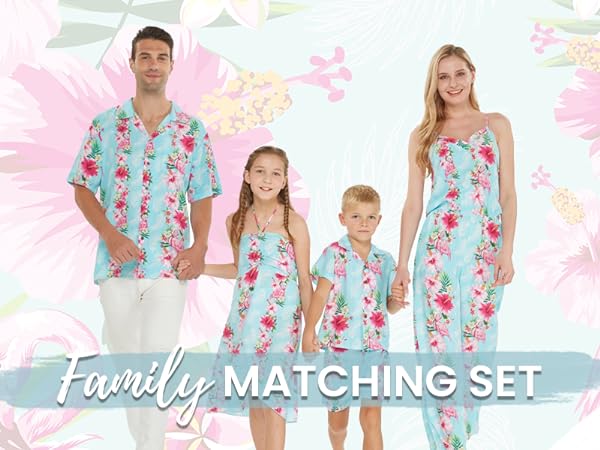 Pink Hibiscus Vine Turquoise - Family Matching