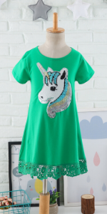 Green Unicorn Flip Dress