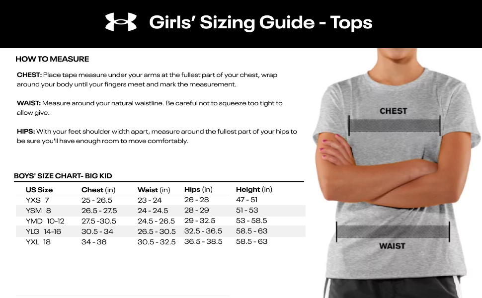 Girls Size Chart - Tops - Big Kids