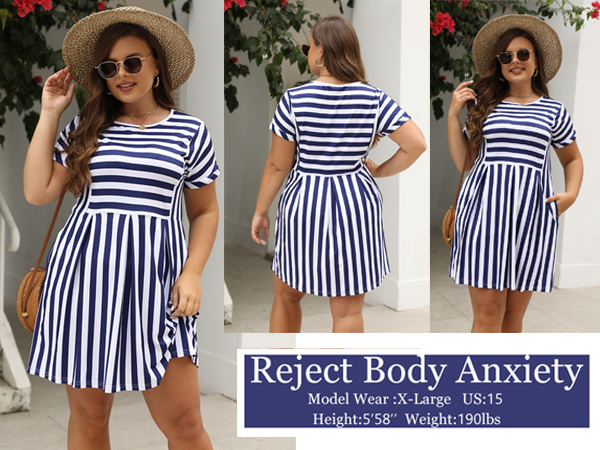 X-Large Plus Size Dresses for Women Summer Casual Mini Tshirt Dress with Pockets