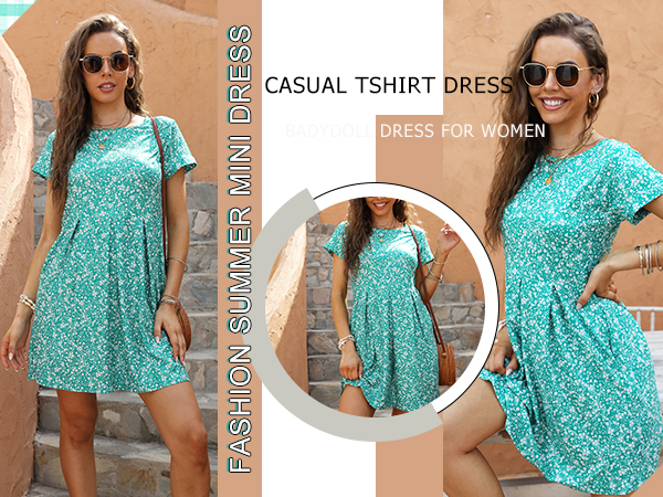 Summer Short Sleeve T-shirt Dress,Integrating The Stripes with Short Dress