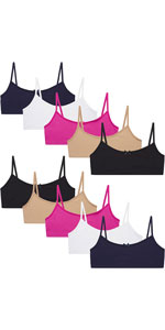 Girls Cotton Spandex Cami Crop Training Bra (10 Pack)