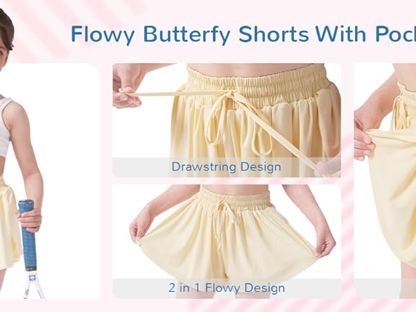 Flowy Shorts Girls Butterfly Shorts