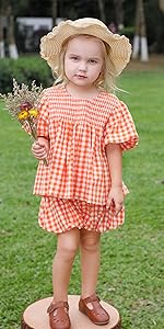 Smocking Check Kids Clothes Set