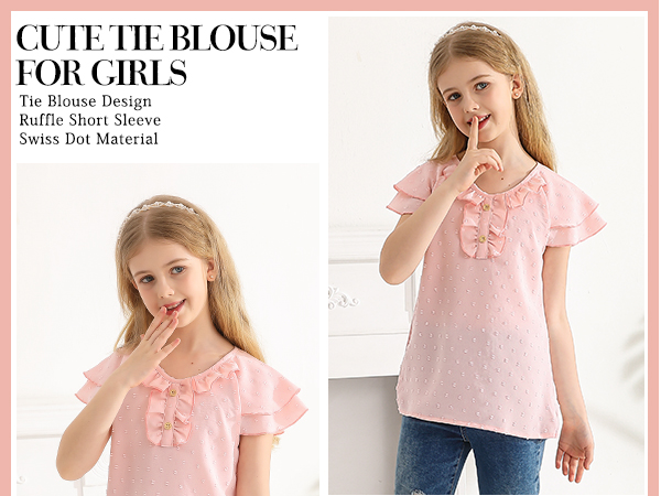 girls pink tie blouse