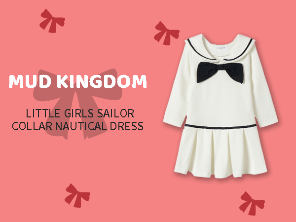 Mud Kingdom Little Girls Sailor Collar Nautical Dress