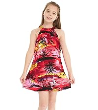 Girl&#39;s Dress in Sunset Red