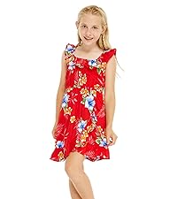 Girl&amp;#39;s Ruffle Wrap Dress in Hibiscus Red