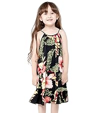 Girl&#39;s Round Neck Dress in Rafelsia Black