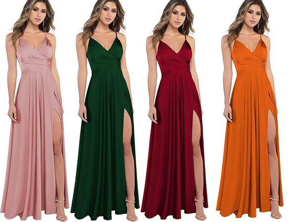 rust bridesmaid dresses for women wedding formal evening gowns long satin with slit