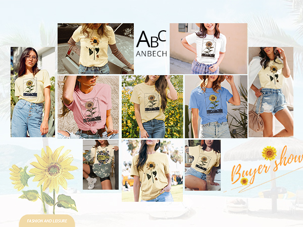 Sunflower Shirt Women Flower Graphic Inspirational Tees