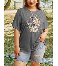 Light Grey Plus Size Boho Flower Tops