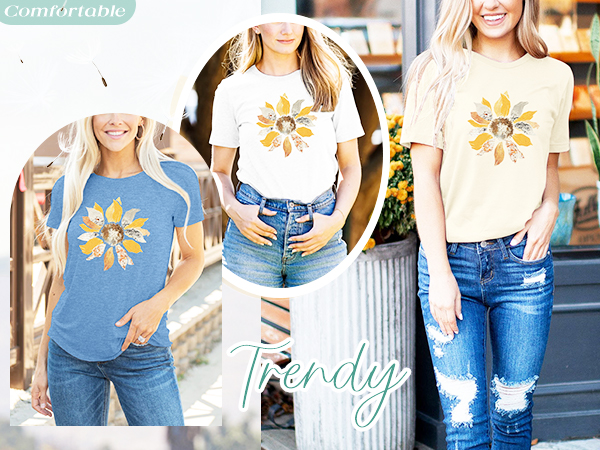 Anbech Sunflower Graphic Tshirts for Women