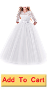 Flower Girls Lace Bridesmaid Dress Long A Line Wedding Pageant Dresses Tulle Party Gown