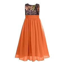 Camo and Orange Wedding Guest Formal Dress for Girls