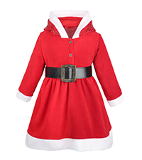 Lilax Little Girls'' Holiday Christmas Santa Sparkle Hood Red Dress with Belt