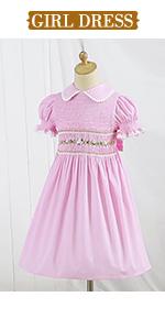 girl pink smocked dress