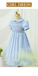 blue girl smocked dress