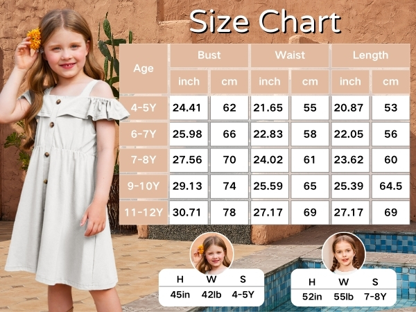 Arshiner Girls Dresses Summer Spaghetti Strap Cold Shoulder Ruffle Button Down A Line Dresses