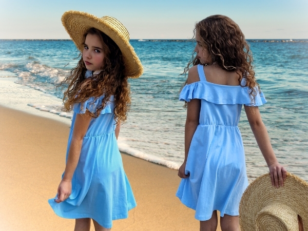 Arshiner Girls Dresses Summer Spaghetti Strap Cold Shoulder Ruffle Button Down A Line Dresses