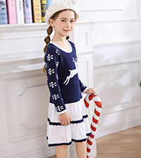 Blue Christmas Dresses for Toddler Girls