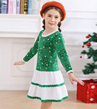 Green Christmas Sweater Dress for Little Girls