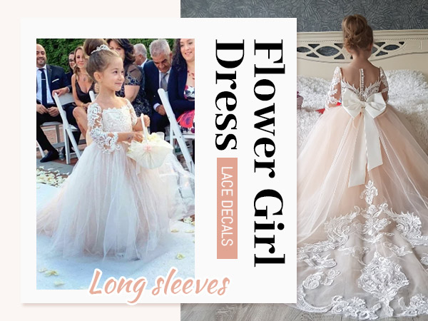 Flower Girls Dresses with Lace Appliques A Line Wedding Toddler Dresses